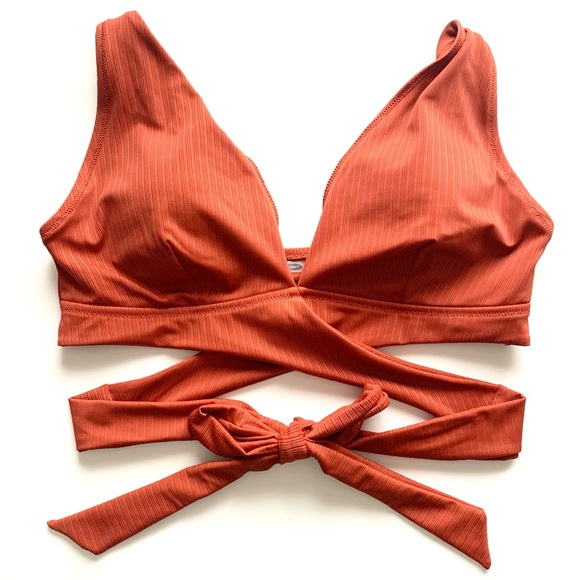 Old Navy Other - NWOT Rust Ribbed Strappy Tie Back Triangle Bikini